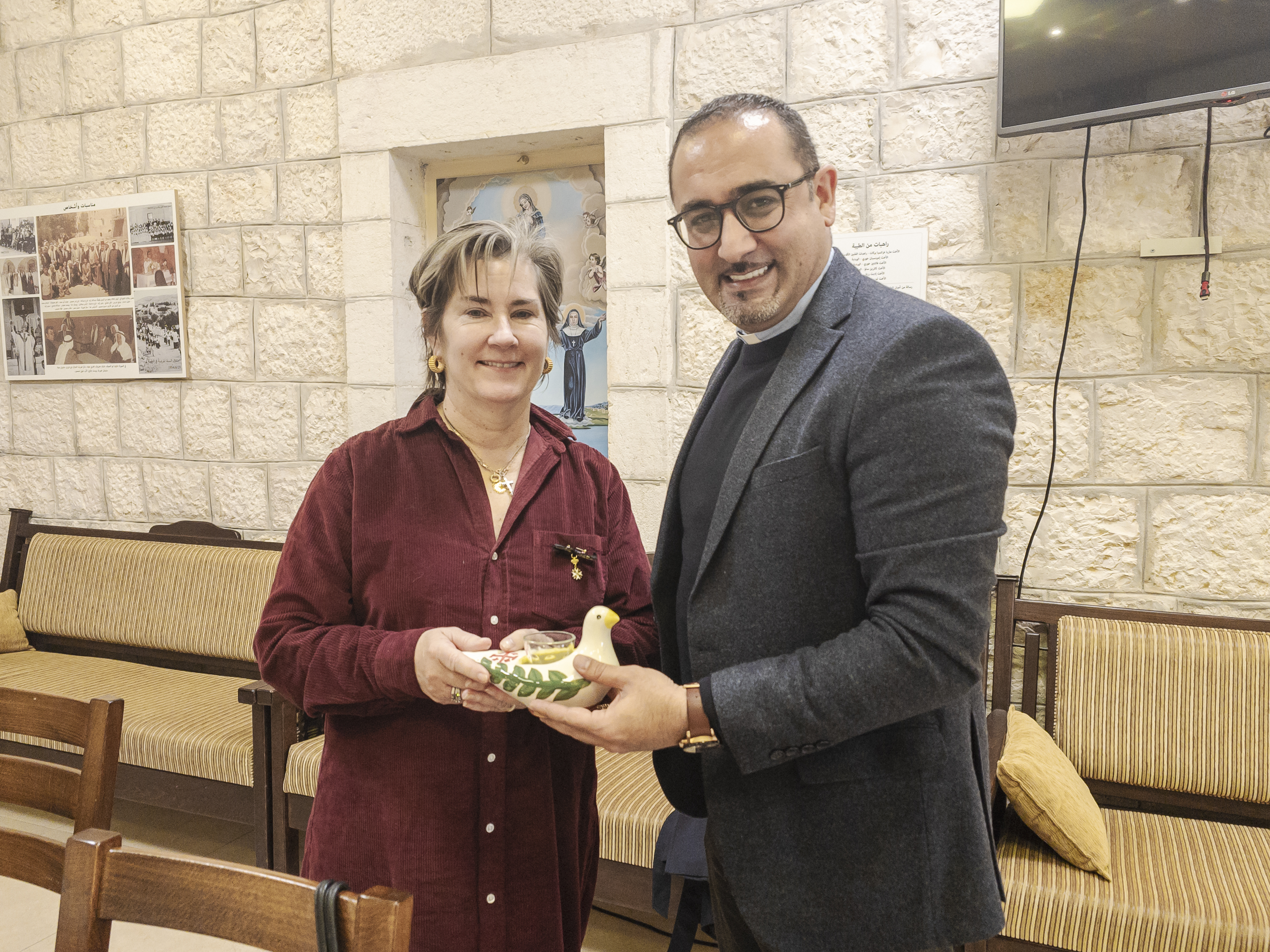 Father Bashar Fawadleh Receives Ambassador of the Order of Malta and Highlights Taybeh’s Challenges